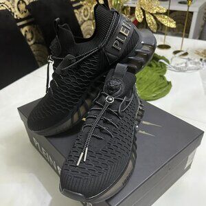 Plein Sport Black Knit Runner Sneakers Chunky Sole Luxury Designer Trainers